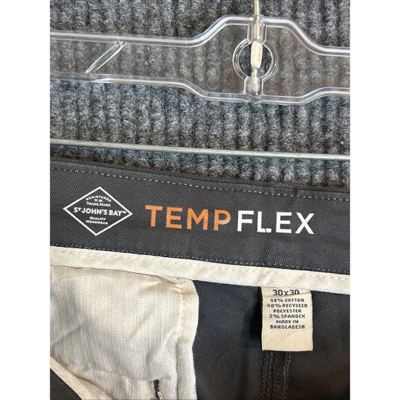 St John's Bay Mens Temp Flex Chino Pants Size 30 Gray Comfort Stretch Mid Rise - Picture 9 of 11